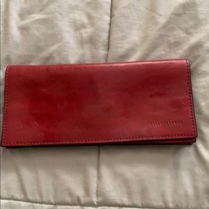 Red leather clutch